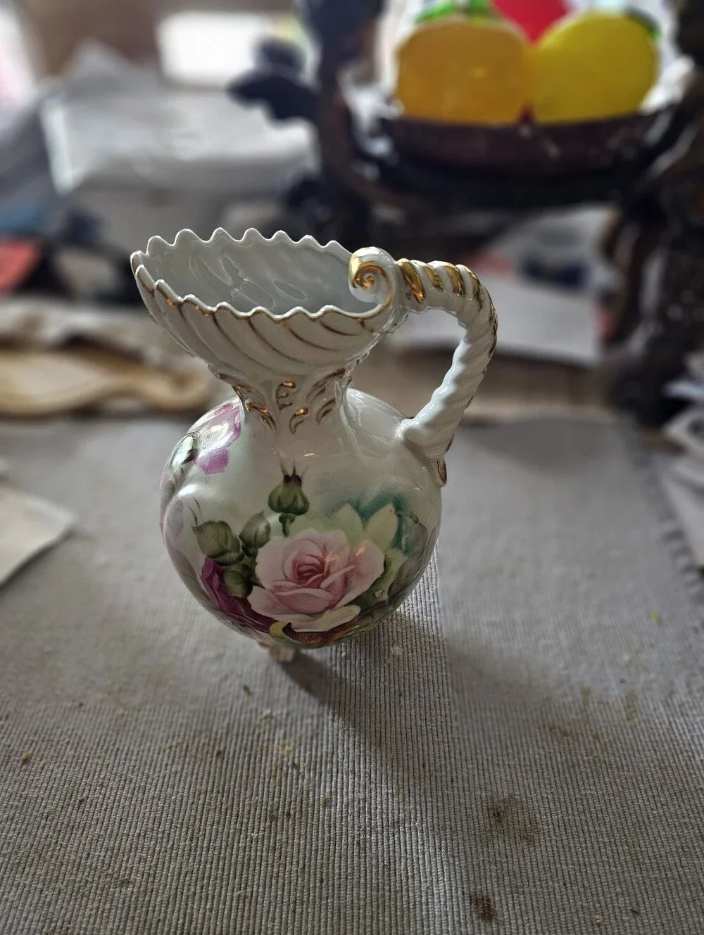 Antique VICTORIAN Nippon Footed Cabinet Porcelain Ewer